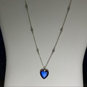 OD Bermuda Blue Heart Stone w Rhinestone Chain